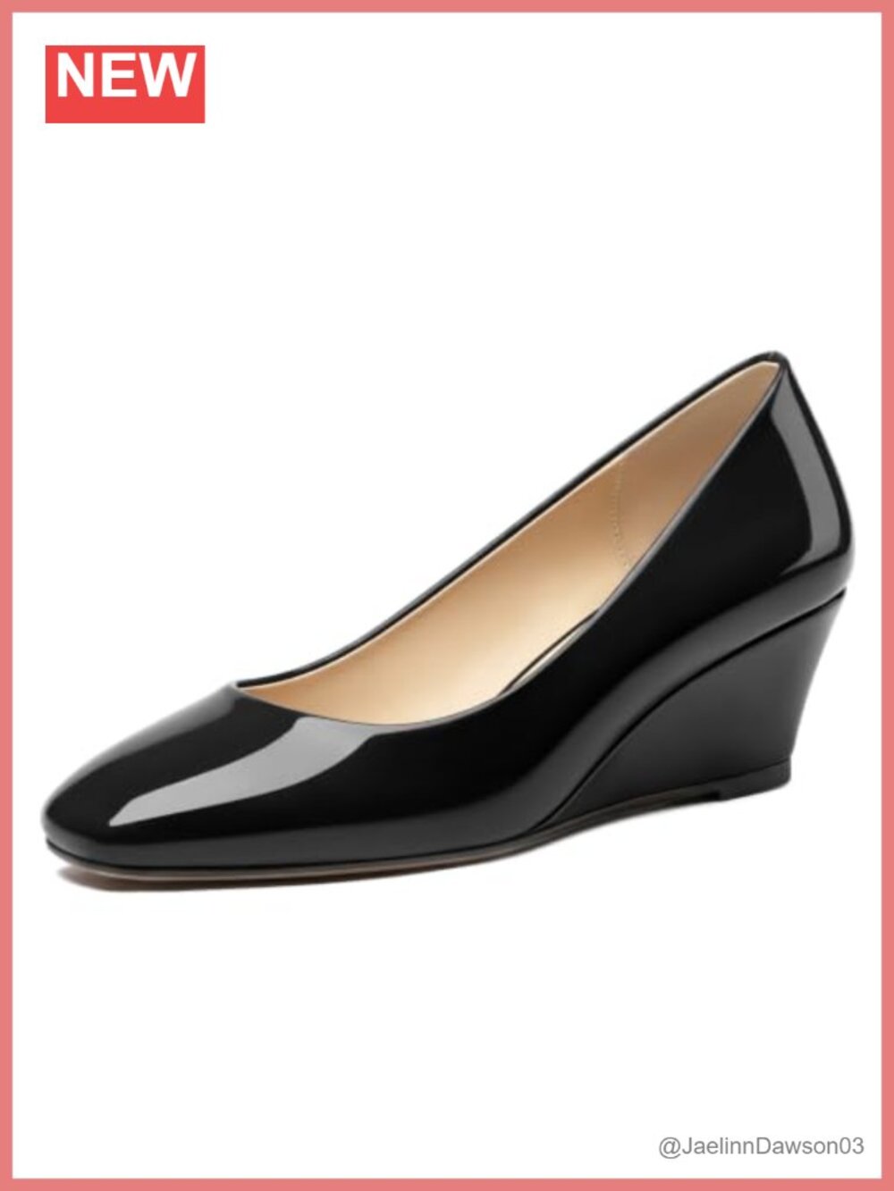 Patent Leather Slip-On Wedge Heels Low Heel